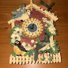 1997 JGI Musical Chimes Working Wall Clock Birds Flowers Chirping Tested