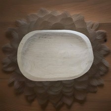 Bloomingville Hand-Carved Paulownia Wood Display Bowl Natural Decor 14" x 10"