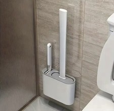 3 Piece Silicone Toilet Brush Set: Self Adhesive Wall Mounted