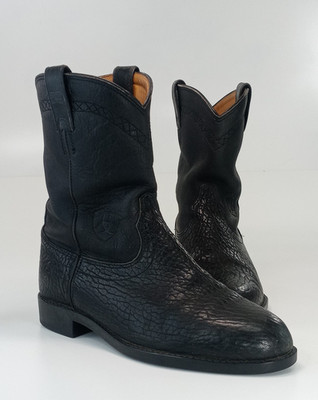 Ariat Heritage Roper Men Boots Grain Leather Black Bullhide 34172 Size 10