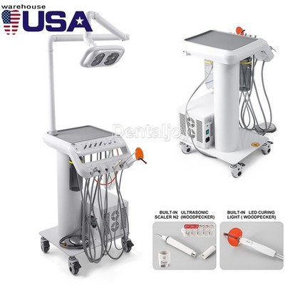 Portable Dental Delivery Unit Cart System Air Compressor /With Surgical Lamp Arm
