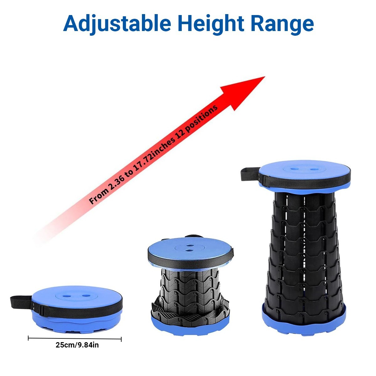 Upgraded Thick Folding Stool Telescopic Chair Seat Retractable Fishing Outdoor