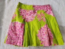 Lilly Pulitzer Girls Green Pink Floral Skirt Size 12 Preowned