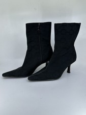 Nine West Womens Blk Fabric Leather Pointed Heeled Ankle Boot Sz 9M Pre-owned