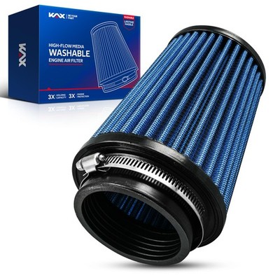 KAX Premium Washable Engine Air Filter, Universal Clamp-On Air Intake Filter, Re