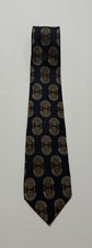 Robert Talbot Studio Silk Tie Navy Red Gold Hand Sewn Imported Silk Made in USA