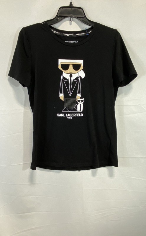 Karl Lagerfeld Paris Women's Black Graphic T-shirt Karl Choupette Cat Sz S