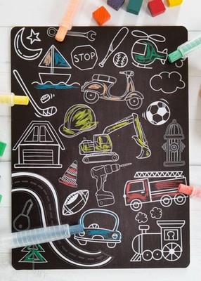 All Things Go Reusable 8''x11'' Colouring Board with 3 Crayons