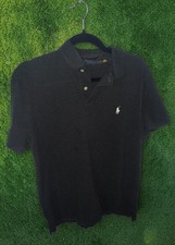 Polo Ralph Lauren Custom Slim Fit Black Polo Shirt Men's Size Large Short Sleeve