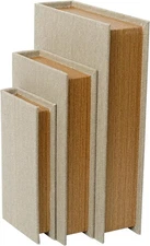 Modern Faux Book Boxes Set, 13",10",8" - Decorative Linen &