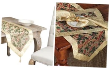  XJ378 Xmas Hexagon Table Runner, 16 by 72-Inch, Gold 16" x 72"