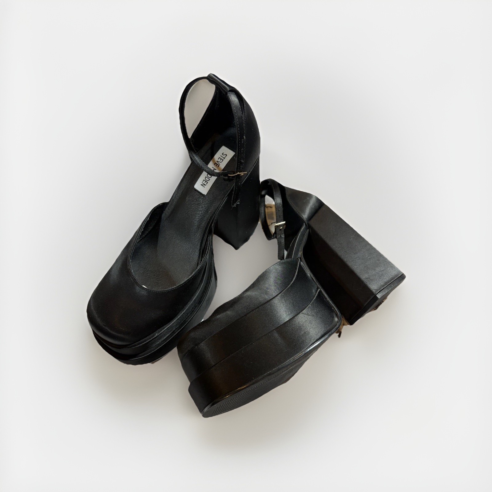 Steve Madden Charlize Women's Satin Platform Chunky Block Heel Pumps Size