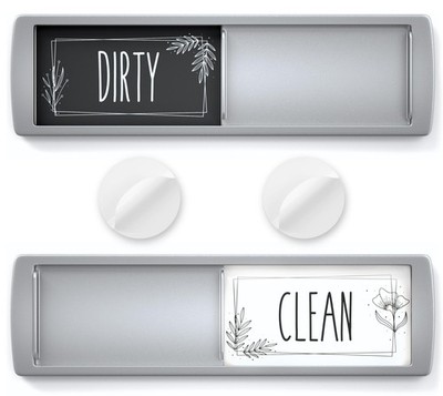 ASSURED SIGNS Stylish Clean Dirty Magnet for 7 inch by 2 inch, White / Gray