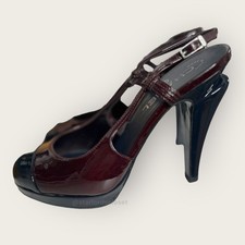 CHANEL Patent Leather Slingback Pumps | Burgundy | US 6.5 EU 37.5 Dark Academia