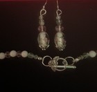 Artist Flowers Wedding Cake Facet crystal,pink,green,white Detail Necklace Set — photo 6