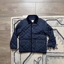 Crewcuts J.Crew Unisex Quilted Barn Jacket Size 4-5 Corduroy Trim Navy Blue