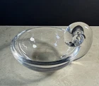 VINTAGE STEUBEN CRYSTAL OLIVE DISH WITH "SNAIL"  HANDLE, SIGNED