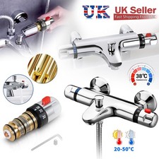 UK Modern Thermostatic Bath Shower Mixer Taps Wall/Deck Mounted Chrome Valve Bar