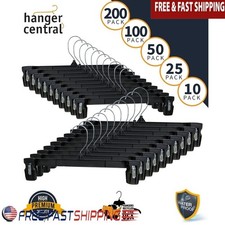 Recycled Heavy Duty Plastic Pants  Skirt Hangers W/ Padded Clips 10 Pack New