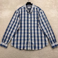 Nautica Shirt Mens Size XL Blue Plaid Long Sleeve Button Up Cotton Woven