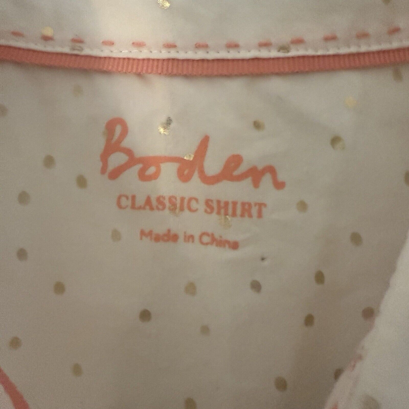 Boden The Classic Shirt Metallic Polka Dot Size 4 White Gold