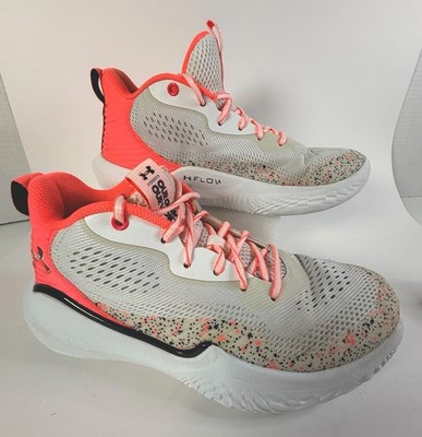 Under Armour Flow Breakthru 2 Womens Running Shoes Sneakers size 10 White/Orange