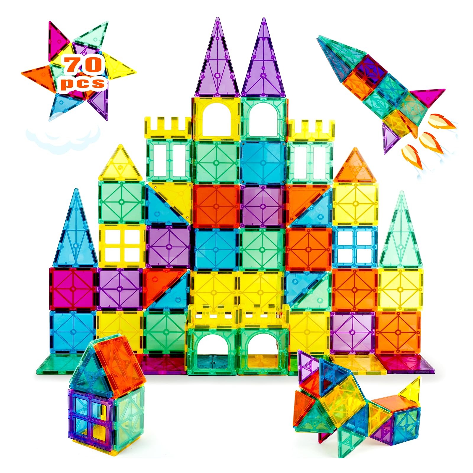 70PCS 3D Magnetic Building Blocks STEM Learning Toy for Preschool Kids