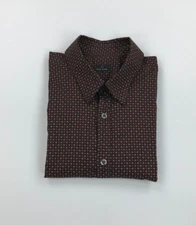 Men's Dark Brown PS Paul Smith Shirt Small S Spotted Long Sleeved Cotton A