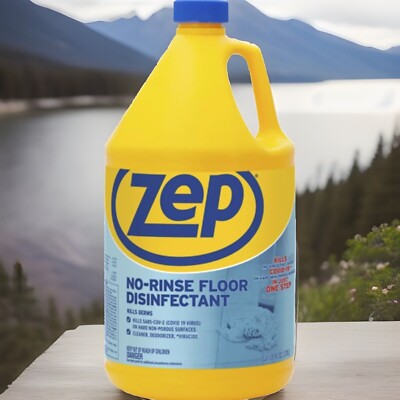 Zep Commercial Floor Disinfectant No Rinse 1 Gallon Blue ZUNRS128