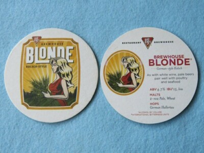 Beer COASTER ~ BJ's Brewhouse Blond Kolsch Ale ~ Nationwide Restaurant Chain