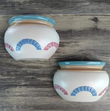 Vtg Homco Southwestern Wall Pocket Planter Set Of 2 Resin Clay Style Aztec 6x4