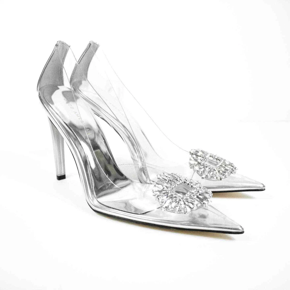 Good American Clear Pointed Toe Pumps High Heels PVC Embellished Women Size 12
