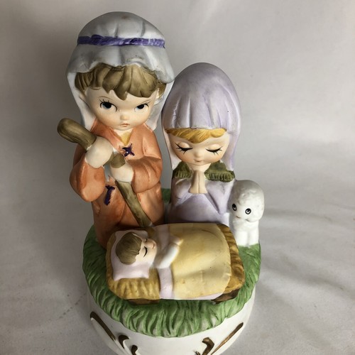 Spieluhr Krippe Kind wie Figuren Stille Nacht dreht Kinder - Bild 2 von 6