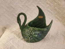 Royal Haeger Swan Pottery Planter Original Sticker Green Glaze USA no chips