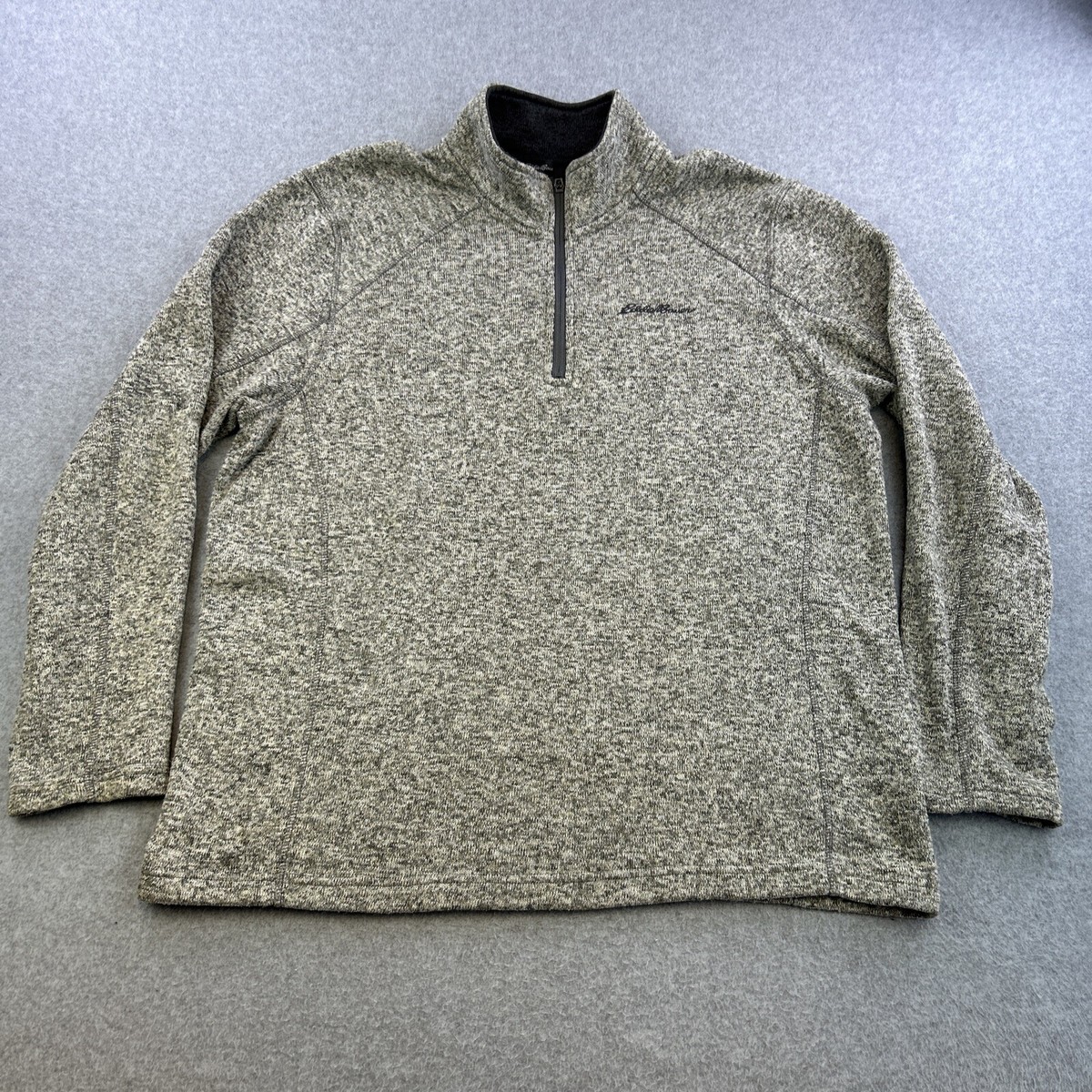 Eddie Bauer Sweater Mens XL Gray Long Sleeve 1/4 Zip High Neck Fleece  Pullover