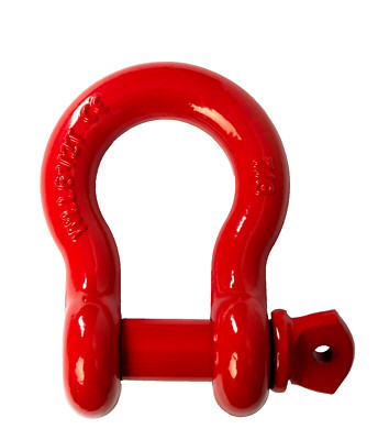 7/8'' Red D Ring Bow Shackle Screw w 1'' Pin Clevis Rigging Jeep Towing 6.5 Ton