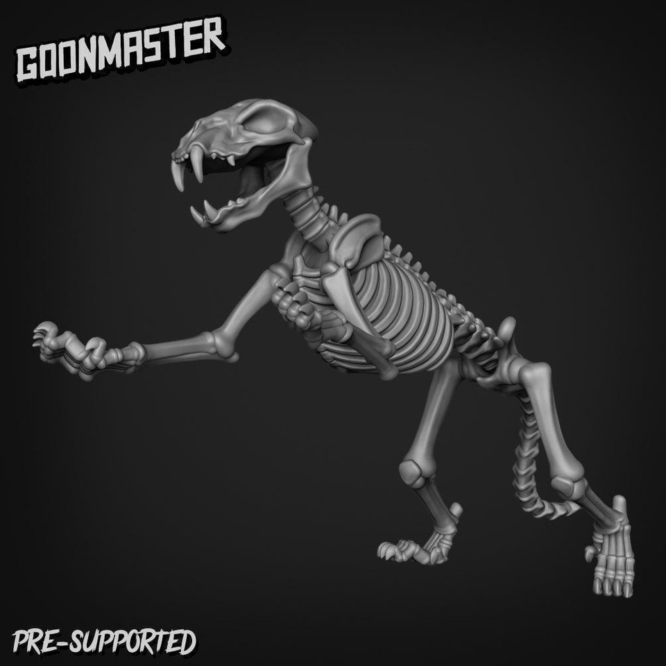 Skeleton Sabertooth miniature Fantasy, RPG, Goons Miniature, Dnd, D&D