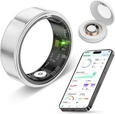 Smart Ring Health Tracker for Men Women - IP68 Waterproof Fitness Ring- silver 9