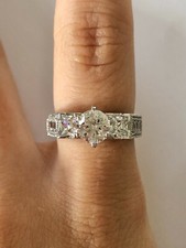 Fabulous 1 CT Round, Princess  Emerald Clear CZ 925 Silver Ring Size 7