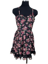 Tripp Nyc Dress M Black Floral Ruffle Lace Chiffon Whimsigoth Punk Goth Grunge