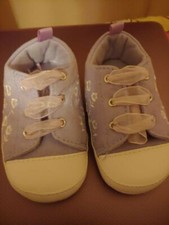 First Steps Textile Light Lilac Girls Soft Sole Crib Shoes 9-12M