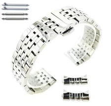 Polished Thin Quick Release & Curved End Replacement Metal Steel Watch Band 7071