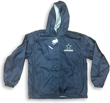 NFL Team Apparel Dallas Cowboys Full Zip Hoodie Lined Rain Jacket LARGE