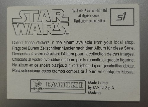 1996 Panini European Star Wars Album Sticker Boba Fett s1. - Picture 2 of 2