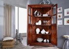 Eckschrank Kolonialstil Akazie Vitrine Wohnzimmerschrank Schrank Holz massiv