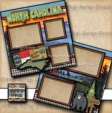 NORTH CAROLINA travel 2 premade scrapbook pages paper 12X12 digiscrap A0472