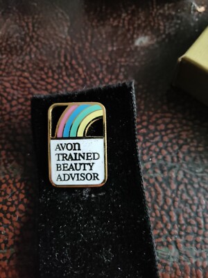AVON TRAINED BEAUTY ADVISOR RAINBOW LAPEL HAT PIN COLLECTIBLE PINBACK ...