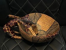 7" Hand Carved/ Hand Painted African Wooden Giraffe Handle Bowl Made in Kenya