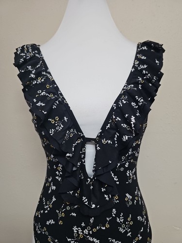 MICHAEL KORS Women's Swimsuit One Piece V-Neck Floral Print Tie Back.Size 12 - 第 2/14 張圖片