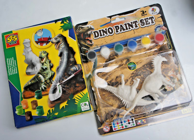 KINDER KUNSTHANDWERK DINO MAKE AND PAINT DUO SET 2 X DINAUSAUR BASTELSETS